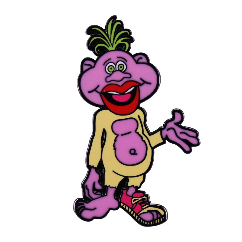 ピンクの肌の厚い唇緑の髪の漫画のキャラクターのブローチバッジ Aliexpress