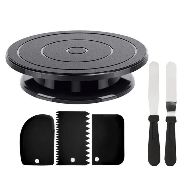 6PCS Cake Decorating Kit with Turntable, 2 Spatulas & 3 Scrapers | Icing Smoother, Frosting Tools, Baking Accessories tools 1