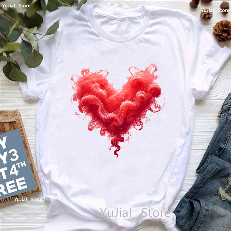 Rauch Herz Liebe gedruckt T-Shirt Mädchen Sommer Mode Kurzarm T-Shirt Frauen ästhetische Kleidung T-Shirt weiblich – Detail 10