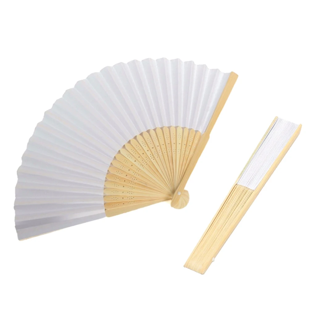 Folding Fan 1-20PCS Blank White DIY Paper Bamboo for Hand Practice Calligraphy Painting Drawing Wedding Party Gift Ornament
