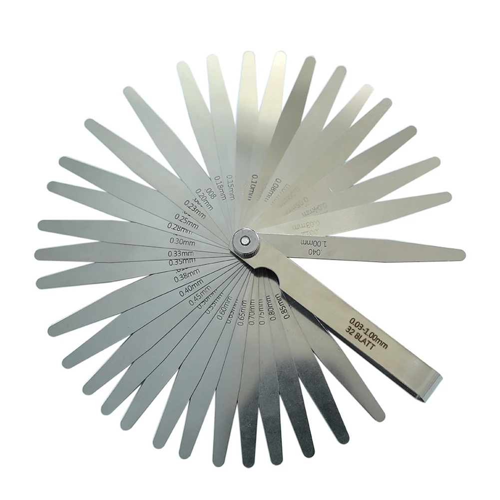 32-blade Stopper 0.03-1mm Motorcycle Valve Measurement Portable Stainless Steel Inch And Metric Clearance Measurement Tool