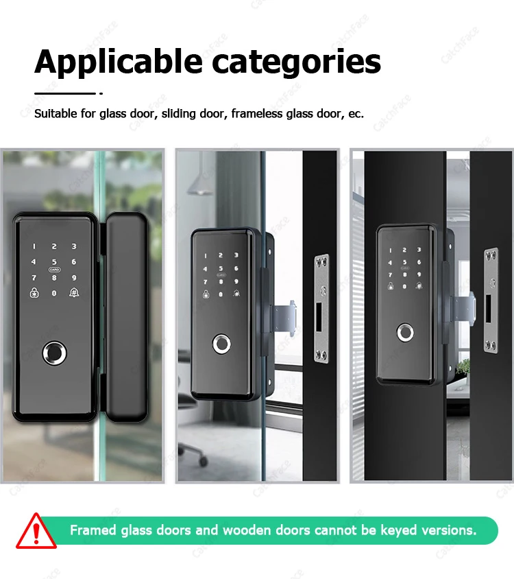Mechanical Key TTLOCK Smart Lock For Glass Door Fingerprint Code Card Electronic
