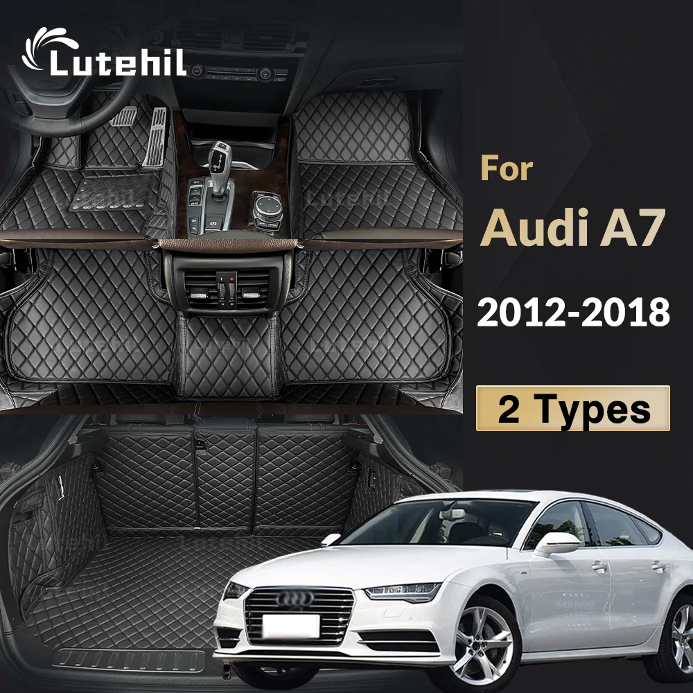 MOTOS Set di tappetini in gomma e tappetini per il bagagliaio per Audi A6 C7 2011-2018 Migliorare il comfort di viaggio con tappetino antiscivolo auto 3D- tappetini per tutte le stagioni auto