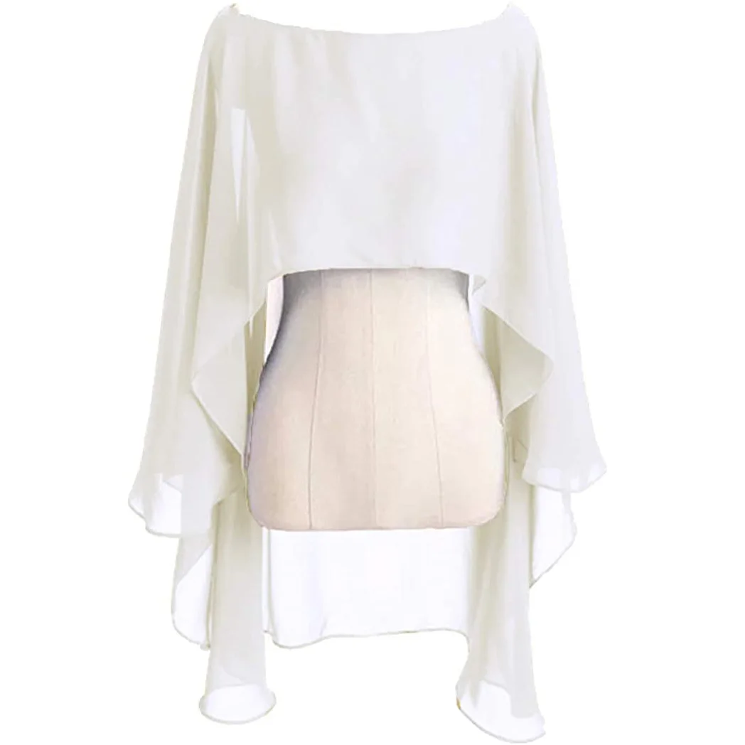 Chiffon Cape Bolero Women Femme Mariage Chalas Mujer Evening Wedding Bridal Jacket Wraps Accessories Peleryna Cloak Boda Shawl