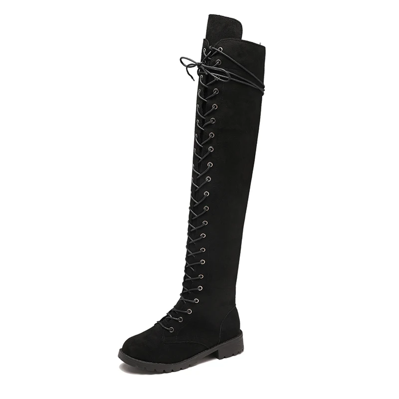 Sexy Lace Up Over The Knee Boots Women 2023 Autumn Winter Flat Heels Platform Gothic Shoes Female Long Thigh High Boots Fashion