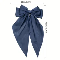 Korean Style Fashion Large Red Bow Knot Fabric Hair Clip Girls Long Ribbon Butterfly Hair Clip - Image 3