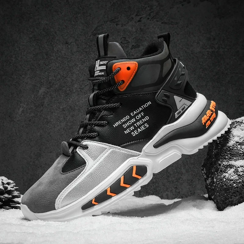 

Autumn Men's Outdoor High Top Sneakers Waterproof Leather Sneakers Men Platform Casual Sports Shoes Men Trainers Shoes Size 45