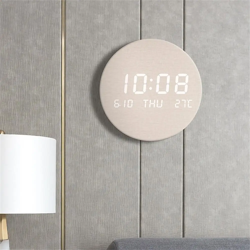 LED Digital Wall Clock Temperature Date Time Display Mute Creative Clock for Living Room Bedroom Nordic Style Hanging