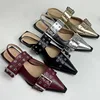 Designer Fashion Big Size 43 Footwear Women Flats Shoes Luxury Female Buckle Slingback Pointed Toe Ladies  Flat With Shoes 1