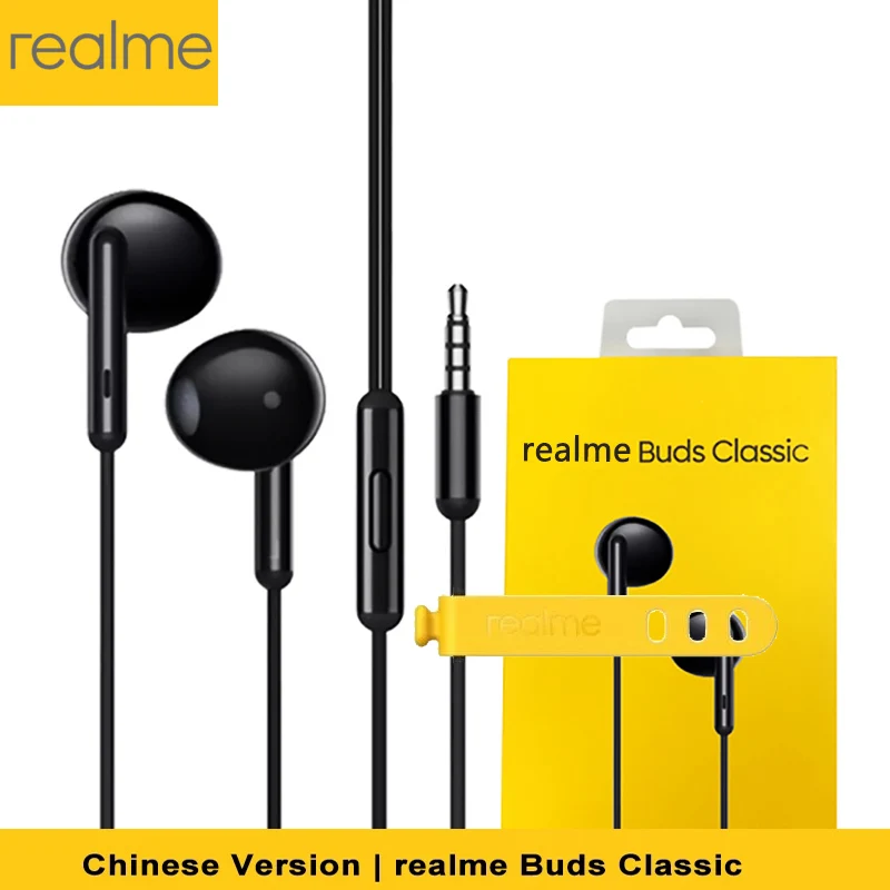 Realme Buds Classic Earphone In-ear Wired Music Built-in Microphone 3.5mm Earbuds Headset For 