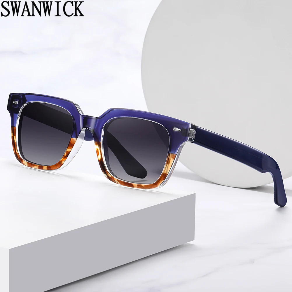 

Swanwick women polarized sunglasses for men acetate fashion sun glasses square TR90 driving male UV400 blue light black brown