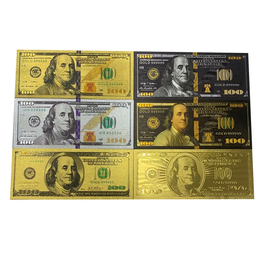 Gold 100 dollar Gold Black USD 100 banknote Colored Silver Color Banknote For souvenir collection