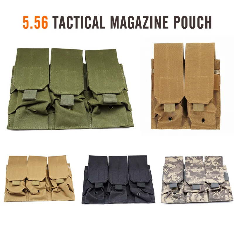 Utility Tactical MOLLE Magazintaschen Triple & Double Shooting Mag Pouch Wargame Paintball 5,56/7,62 Mag Bag für M4 AR15 Ak47 – Detail 1