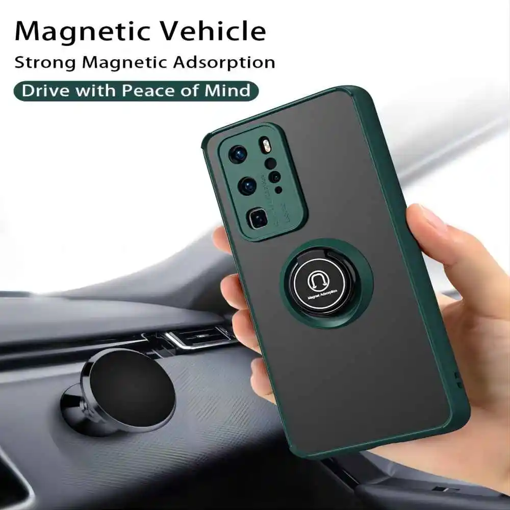Durable Shockproof Matte Case with Car Magnet Ring Holder