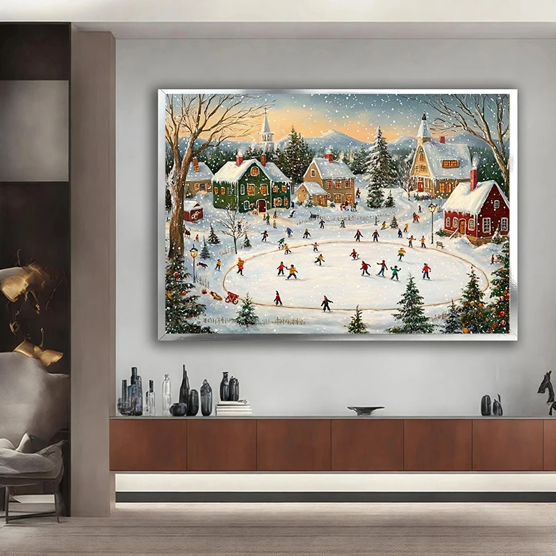 Christmas Train Farmhouse Canvas Painting 3
