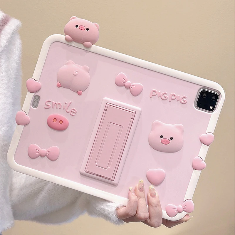 Cartoon Case Ipad Pro 12.9 Pig Tablet Stand Funda Case Pig Cartoon
