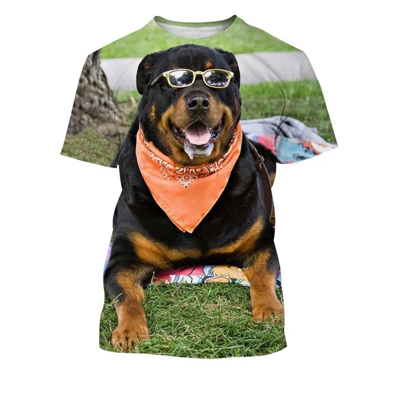 

Pet Dog Rottweiler T Shirt Men Animal 3D Printed T-shirts Casual Short Sleeves Streetwear Tops Kids Clothing Outdoor Sportwear