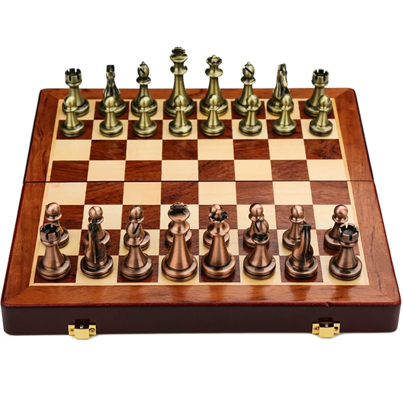 Peças de xadrez profissional metal internacional 30*30cm mesa dobrável  jogos com caixa de madeira crianças e ornamentos de presente aldult novo -  AliExpress
