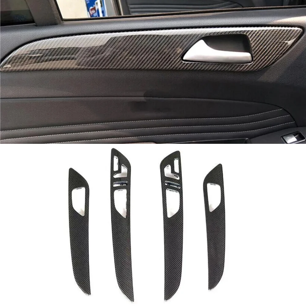 Replacement Real Carbon Fiber Car Interior Accessories Door Handle Panel Cover Trim Strip for