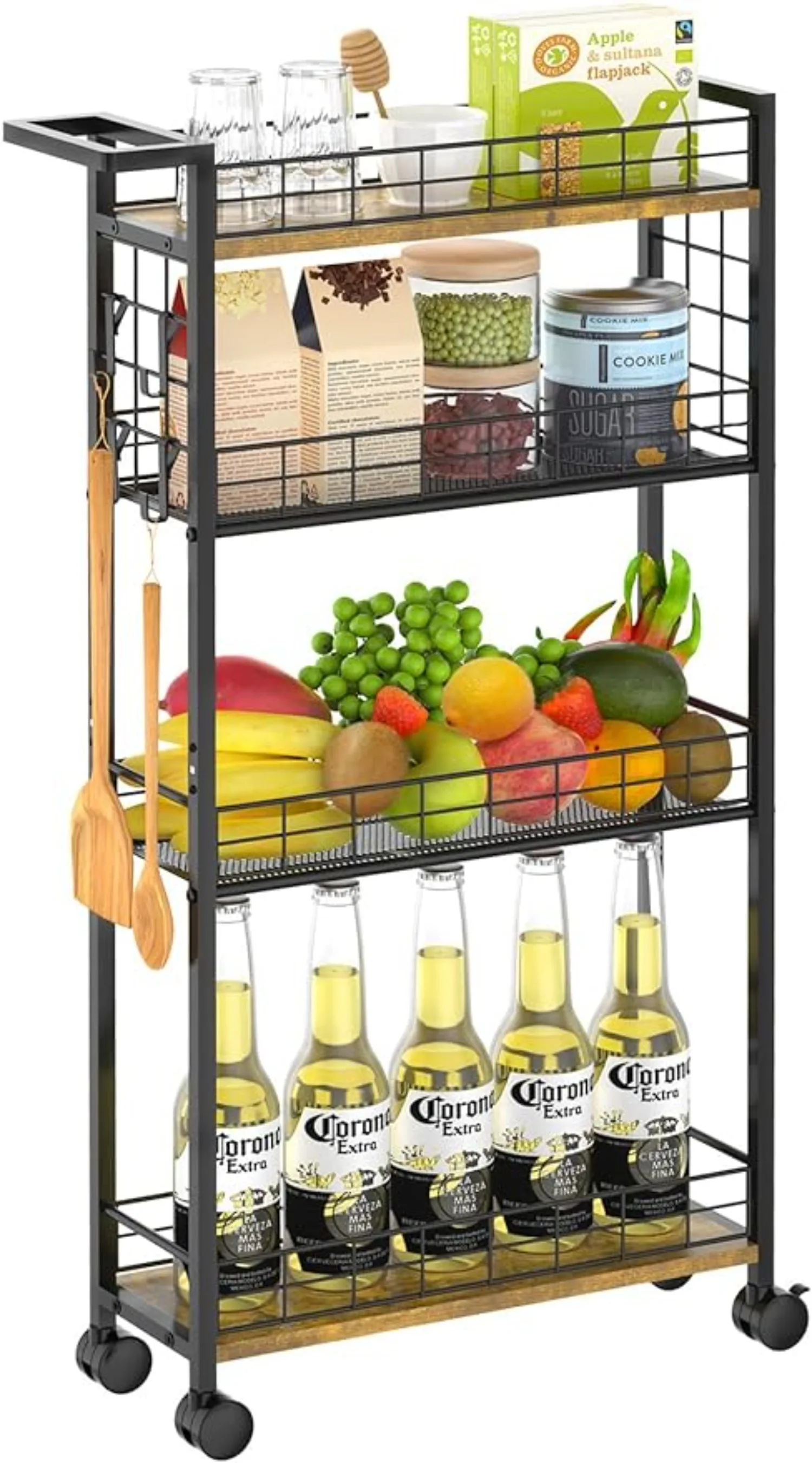 Slim-Wheeled-Storage-Cart-4-Tier-Mobile-Narrow-Rack-with-Handles-for ...
