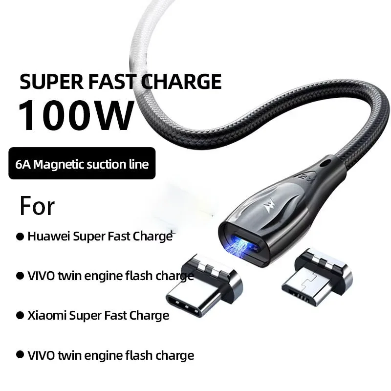Enhanced Magnetic USB Fast Charging Cable with 5A Support and Metal Connector