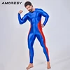 AMORESY Men Sexy Smooth One Piece Bodysuit Running Fitness Catsuit Stretch Cosplay Bodystocking Spandex Overall Zentai Jumpsuits 5