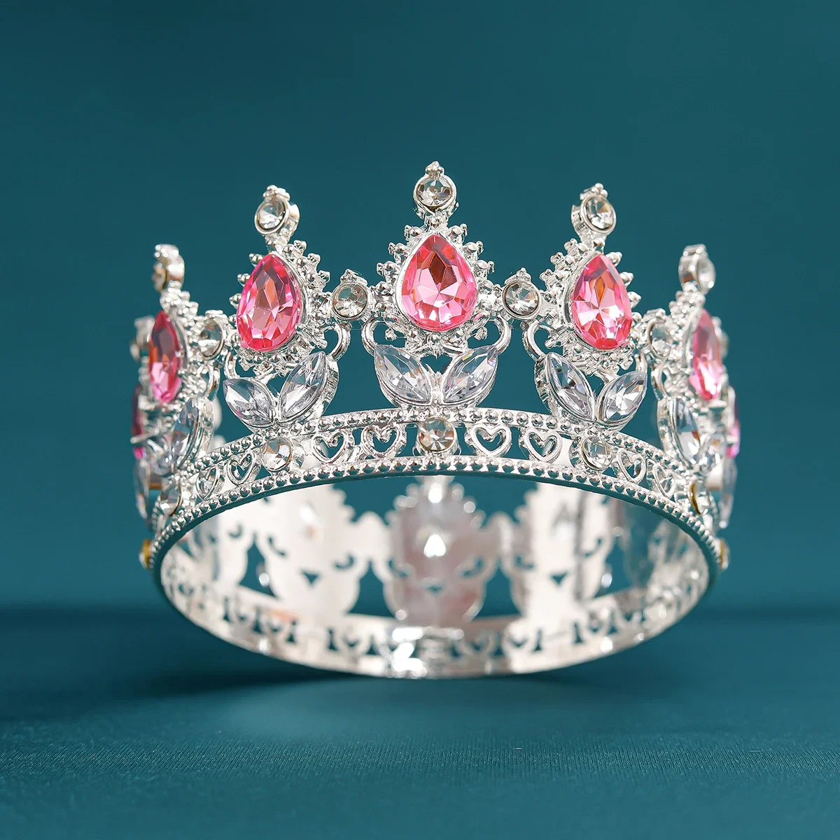 Tiara Con Fiori E Strass Per Compleanno – Corona Da Regina Per Donne E Ragazze, Diadema Elegante Con Pettine - 3