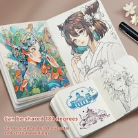 Блокнот для рисования Borrence, 58 листов, ручной блокнот для рисования, 230 г, портативная акварельная бумага, книжка-раскраска, масляная краска, гуашь, блокнот