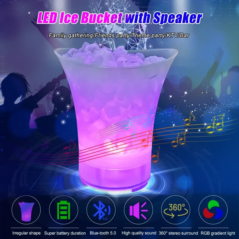 7L Large Capacity Champagne Beer LED Ice Buckets Wine Beer Ice Buckets With Bluetooth Speaker Drink Container For Home Bar