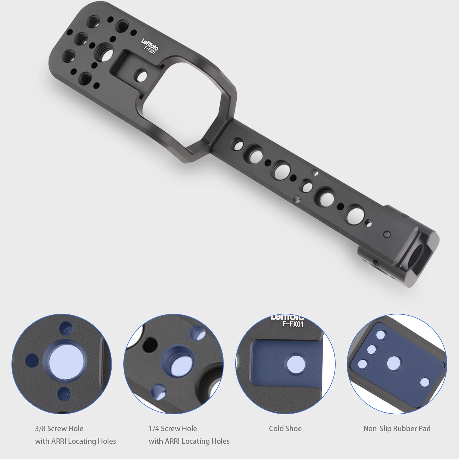 LEFTFOTO Handle Extension Rig Compatible with XLR Handle Unit for Sony Cinema FX3 FX30,Extension Bracket Grip with Cold Shoe