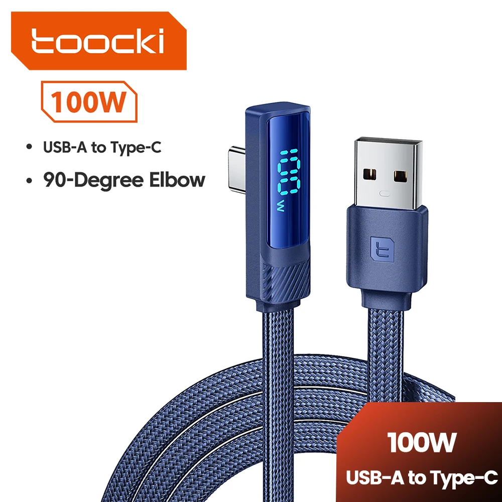 투키 90도 USB C 케이블 6A 고속 충전 엘보 타입 C 케이블 (화웨이 P40..