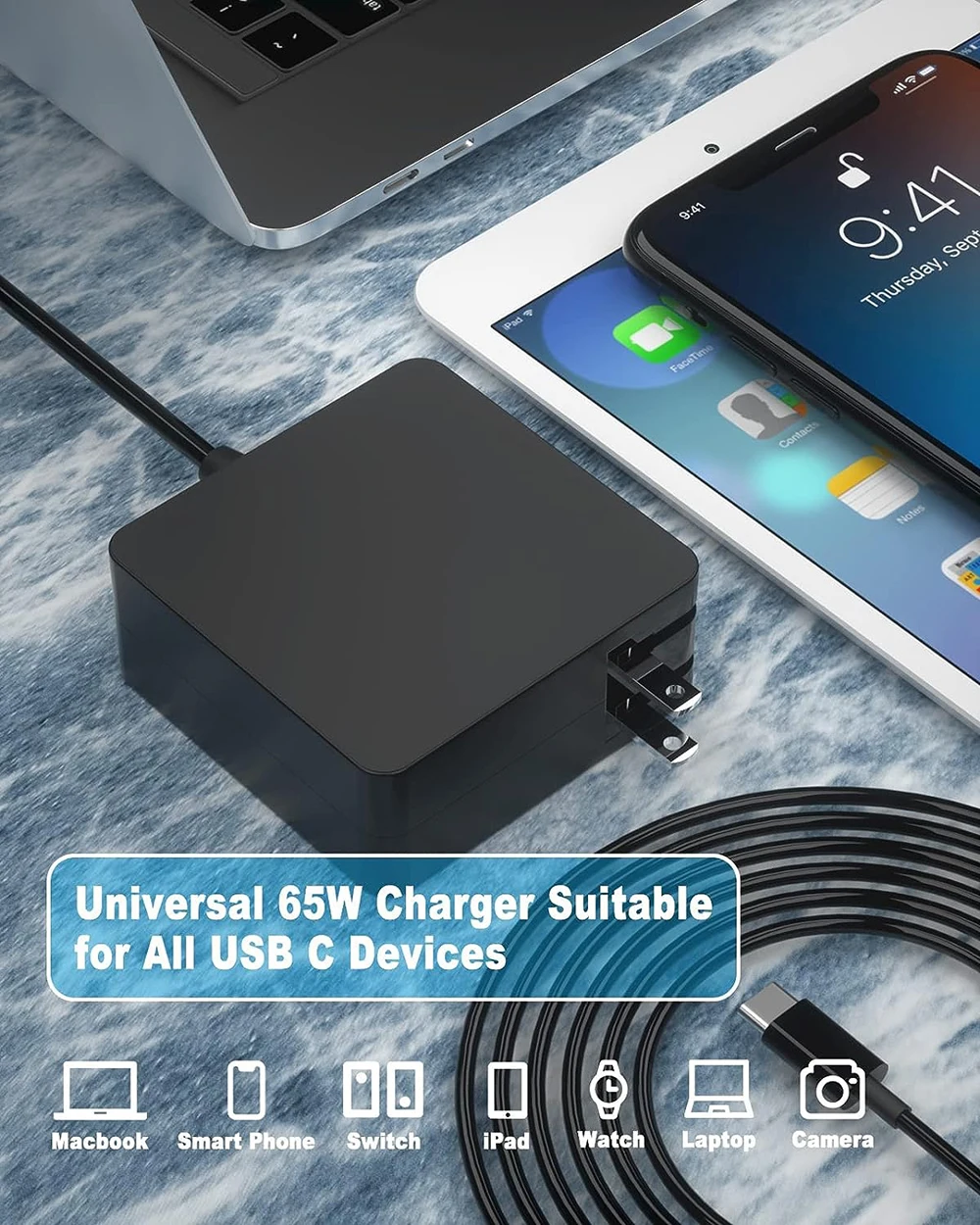 65W USB C Power Adapter Type C Power PD Wall Fast Charger For Mac Book Pro Dell Latitude Lenovo Huawei Matebook HP Laptops laptop charger power adapter
