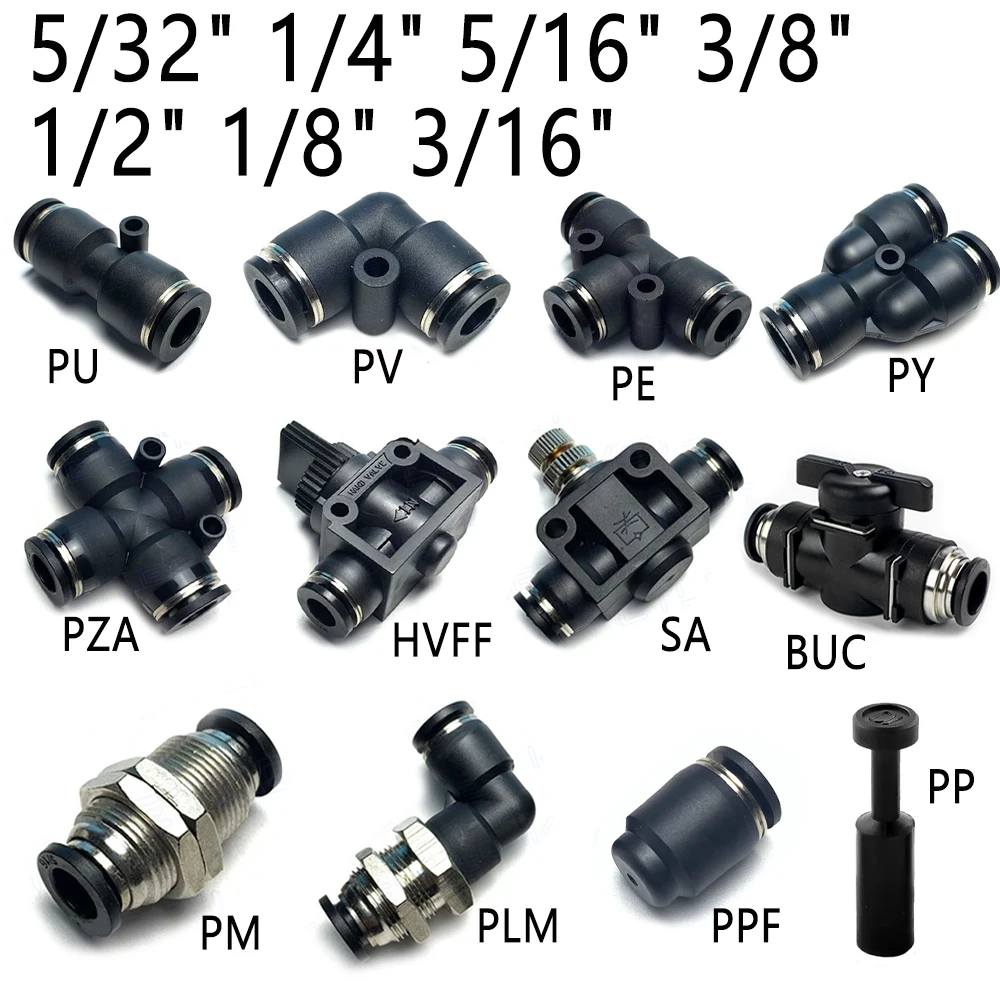 

Pneumatic Quick Connector 5/32 "1/4" 5/16 "3/8" 1/2 "1/8" 3/16 "inch Air Hose Air Connector PU PV PE PY HVFF SA BUC PM PLM PPF