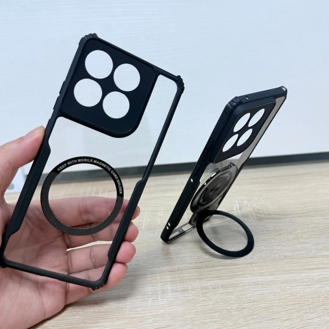 Acrylic TPU Transparent Magnetic Bracket Back Cover with Air Shockproof Bumper