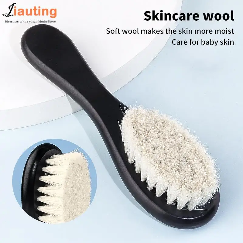 

Baby Care Pure Natural Wool Baby Wooden Brush Comb Brush Baby Hairbrush Newborn Hair Brush Infant Comb Head Massager