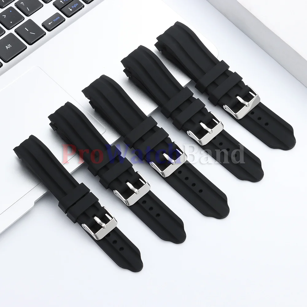 Durable Curved End Silicone Watch Strap - Waterproof & Soft Bracelet