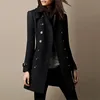 Autumn Winter Turn-down Neck Woolen Jacket Coat Women Fashion Black Long Sleeve Double Breasted  Loose Wool Coats Streetwear 4