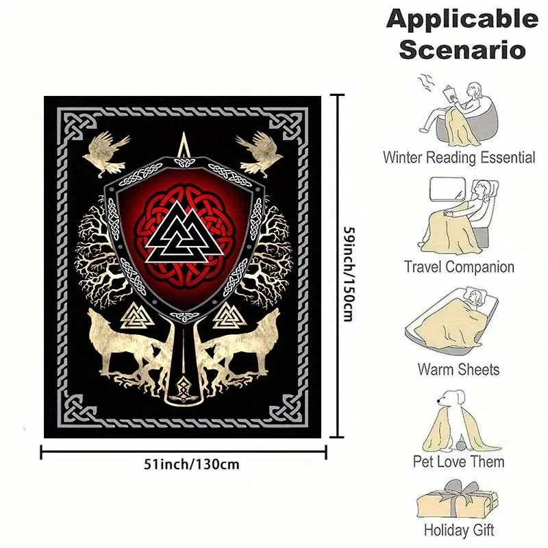 Viking Rune Ultra-Soft Plush Throw Blanket Fabric Perfect for At Home Office Car and Camping Vibrant Colors Durable Easy To Care 4