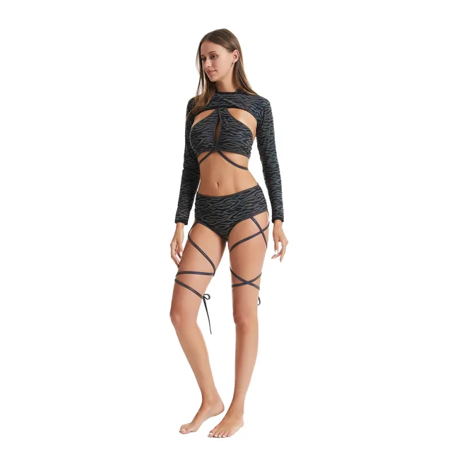 Reflective Holographic Bikini 3 Piece Set 29