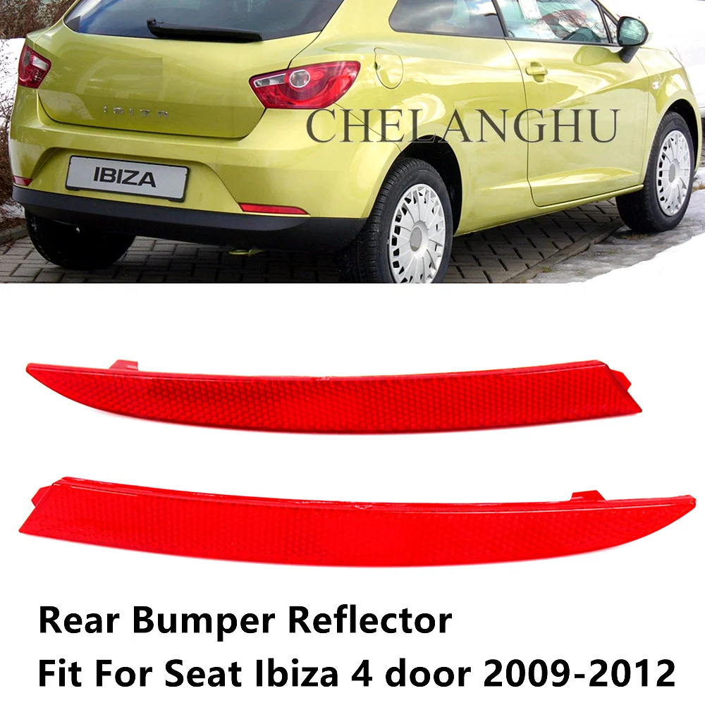 For Seat Ibiza 4 Door 2009 2010 2011 2012 Car-styling Red Rear Bumper Reflector Tail Light Bars Brake Parking Warning