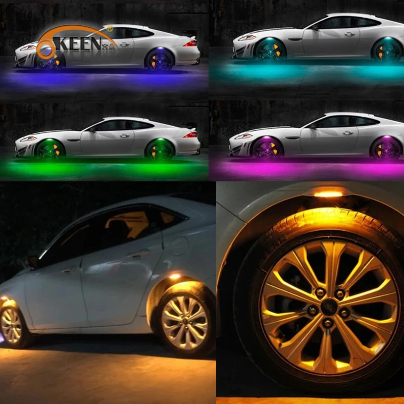 4PCS Wheel Decorative Lights Car Led Ambient Light Auto Neon Rgb