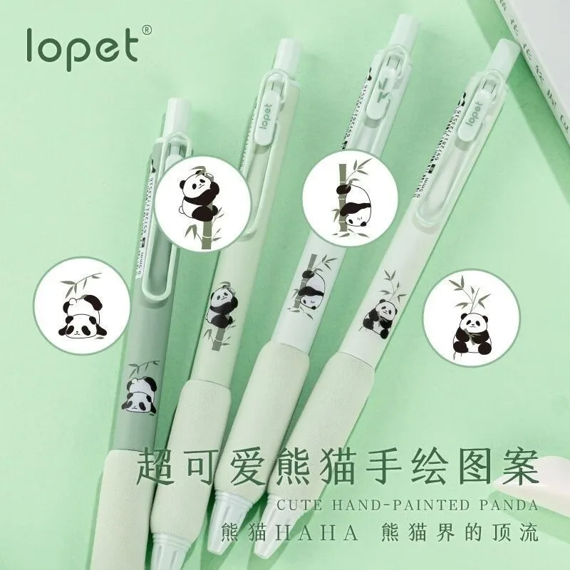 Lopet Cute gel pens sets 4pcs 0.5mm Black Ink Writing Pen Soft Grip Press Kawaii Stationery Quick Dry Homework School Gadgets 4