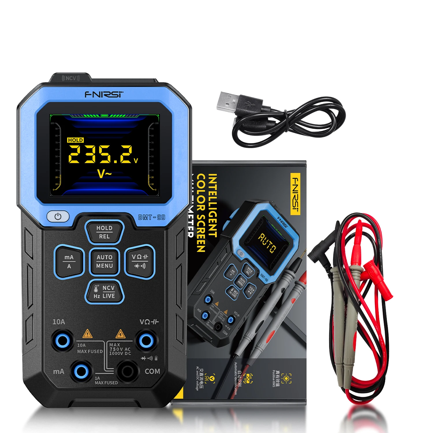 FNIRSI DMT 99 Digital Multimeter Professional Tester 9999 Counts 1000V 10A True RMS Automatic Range AC DC Ohmic Hertz Capacitor digital multimeter digital tester