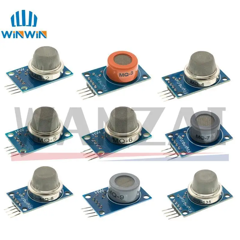 MQ-2 MQ-3 MQ-4 MQ-5 MQ-6 MQ-7 MQ-8 MQ-9 MQ-135 detekci Pipázás Metán liquefied benzin Érzékelő Modul számára arduino Tápszer DIY készlet