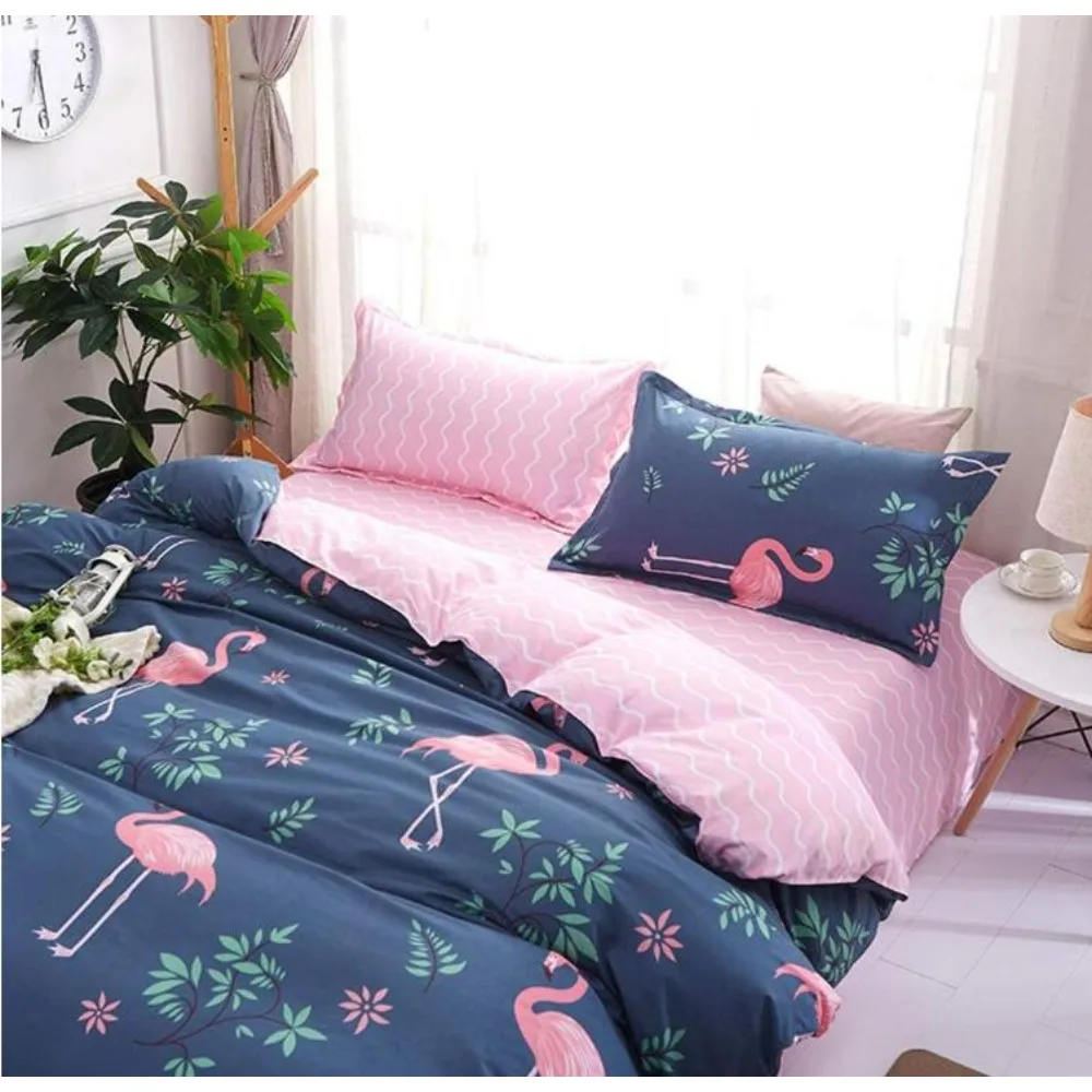 

3 шт., комплект постельного белья с принтом в виде розового фламинго