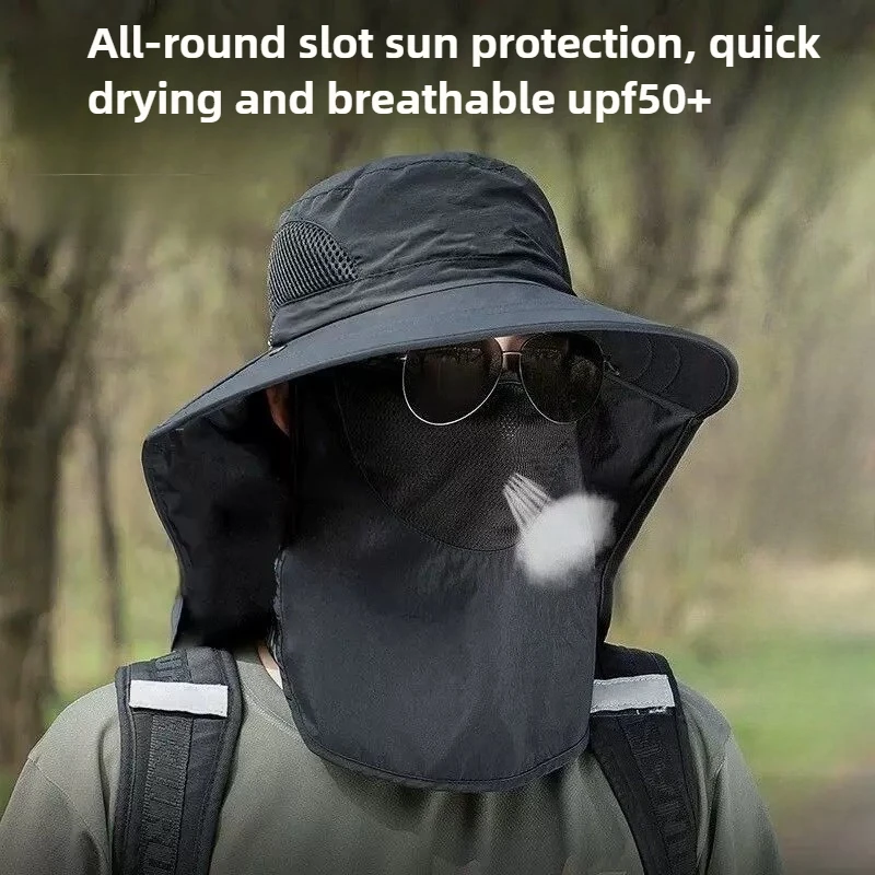 Unisex Mesh Breathable UV Protection Summer Fisherman Hat Cowboy Style Outdoor Sunproof Fishing Hiking Beach Hat for Men