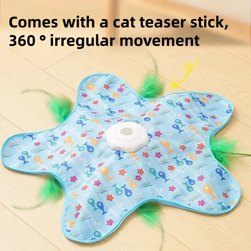 Interactive Cat Play Set: Rotating Wheel, Teasing Stick, and Star Toy with Hiding Hood
