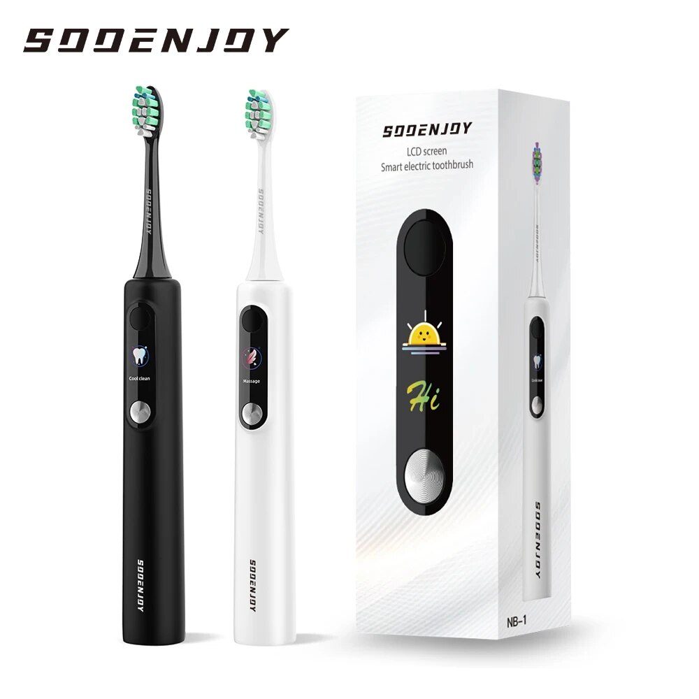  SOOENJOY Smart LCD Screen Sonic Electric Toothbrush NB-1 DIY Mode Cleaner Adult Automatic IPX7 Waterproof Teethbrush 
