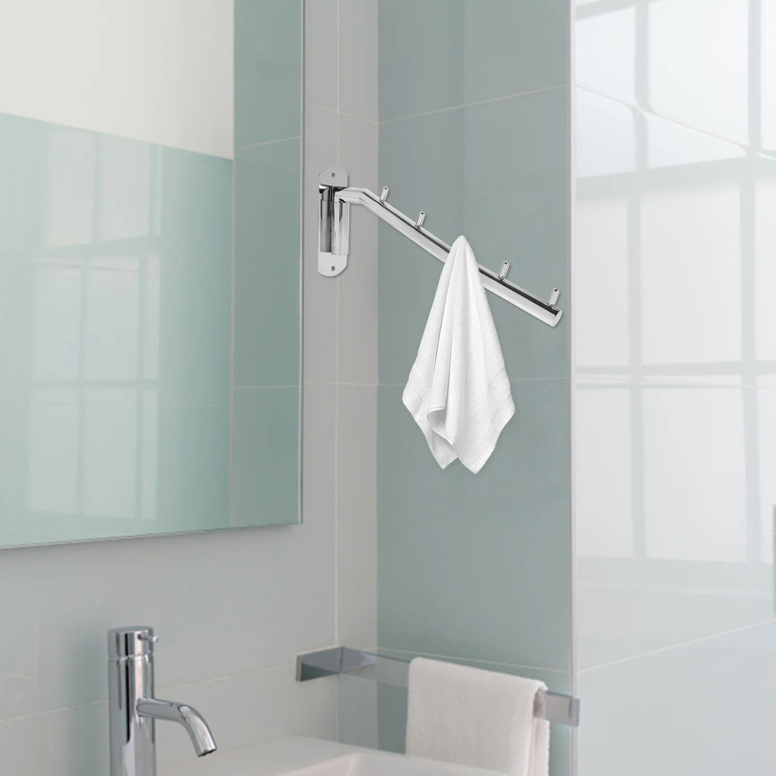 Wall Mounted Clothes Hanger Rack Rotatable Stainless Steel Clothes Organizer with Swing Arm Holder For Home Hotel wall mount hooks,wall holder