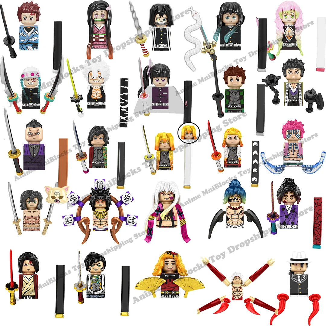 

KF6162 KF6163 KF6142 Mini action toy figures Building Blocks Demon Slayer Hantengu Daki Giyuutarou Kokushibo anime bricks gifts